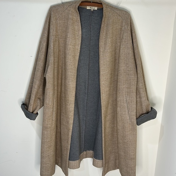 MADEWELL Stanza Herringbone Coat Wool Blend Camel Color Size XL - Picture 16 of 16